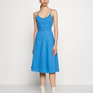 ROLLA'S Blue Midi Dress with Button Detail